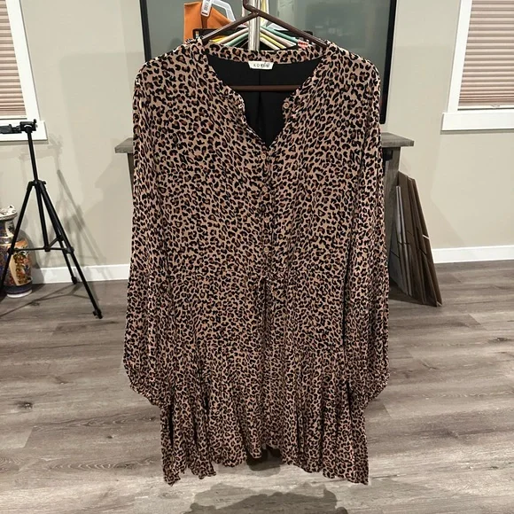 Kori Women’s plus-size Tan/Black Cheetah-print Balloon-sleeve Mini Dress❤️❤️2X - Picture 4 of 8